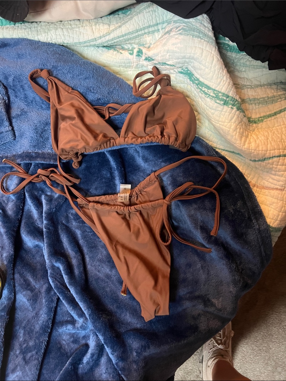Brown Tie-Side One Piece Swimsuit - Unbranded